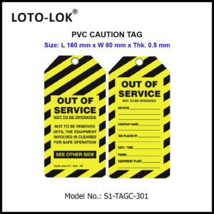 PVC CAUTION TAGS, LENGTH 160mm.