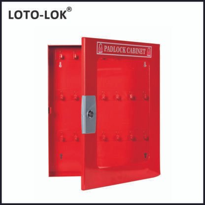WALL_MOUNTING_RED_PADLOCK_STEEL_CABINET_WITH_21_HOOKS_CABP-STLR-21-CF