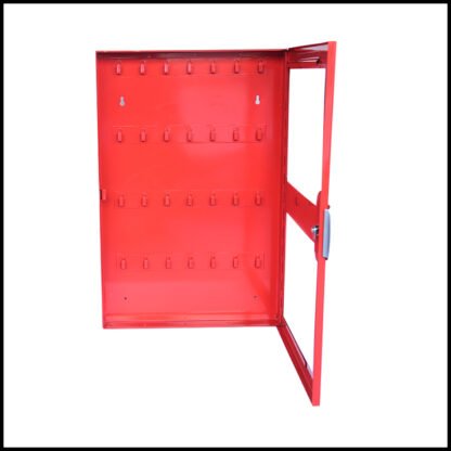 WALL_MOUNTING_RED_PADLOCK_STEEL_CABINET_WITH_28_HOOKS_CABP-STLR-28-CF