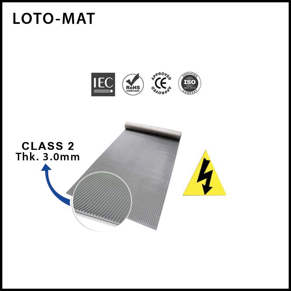 LOTO-MAT_GREY_ANTI-SKID_RIBBED_SWITCHBOARD_MATTING_CLASS_2_THK_3.0_MM_IRM-CL2
