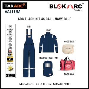 VALLUM ARC FLASH KIT (MEN), ARC RATING: 45 CAL/CM² , HRC 4 (BIB, 32″ COAT, HOOD)